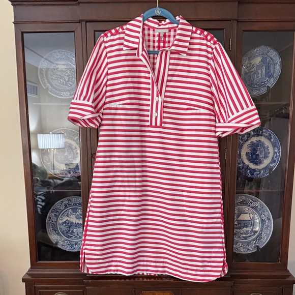 Hinson Wu Dresses & Skirts - Striped Pink and White Mini Dress with Polo Collar